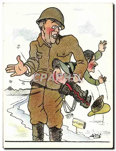 Cartes postales moderne Militaria Soldat americain Adolf Hitler Nazi