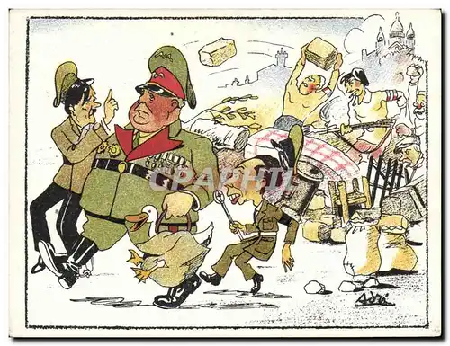 Cartes postales moderne Militaria Adolf Hitler Nazi Mussolini Paris Sacre Coeur