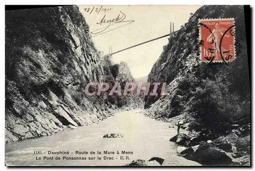 Cartes postales Pont de Ponsonnas sur le Drac Dauphine Route de la Mure a Mens