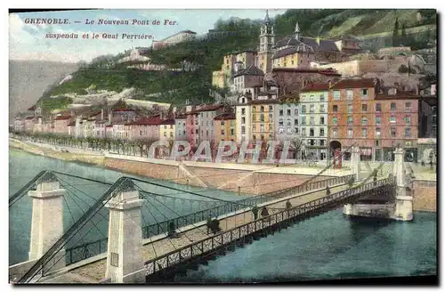 Ansichtskarte AK Grenoble Le nouveau Pont de Fer suspendu et le Quai Ferriere