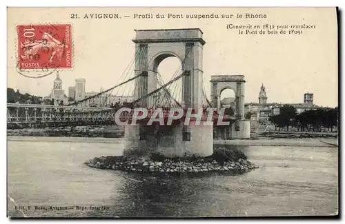 Ansichtskarte AK Pont Avignon Profil du pont suspendu sur le Rhone