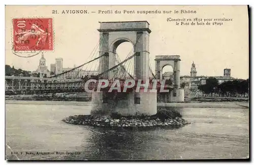 Cartes postales Pont Avignon Profil du pont suspendu sur le Rhone
