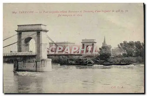 Ansichtskarte AK Pont Tarascon Le pont suspendu reliant Beaucaire et Tarascon