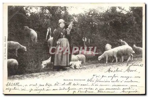 Ansichtskarte AK Folklore Bergere Creusoise Moutons