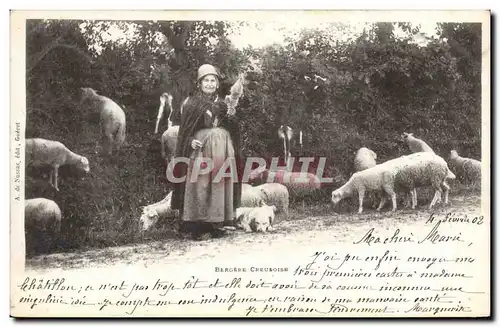 Cartes postales Folklore Bergere Creusoise Moutons