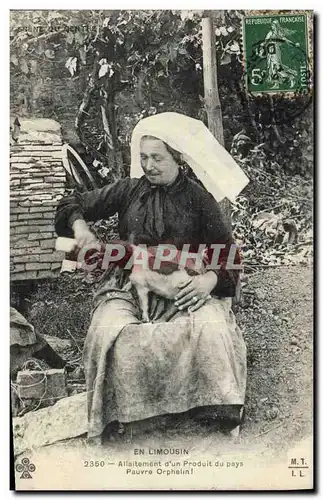 Cartes postales Folklore Limousin Allaitement d'un produit du pays Cochon Porc