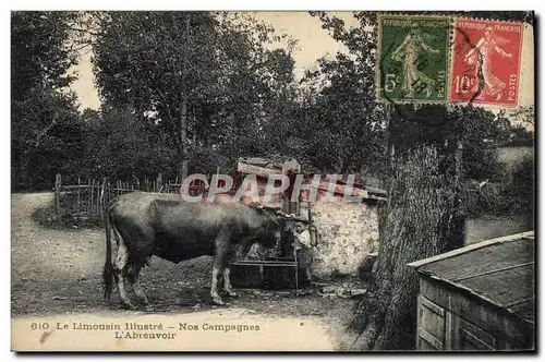 Cartes postales Folklore Limousin Nos campagnes L&#39abreuvoir Enfant Vache