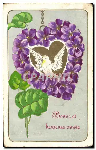 Cartes postales Fantaisie Fleurs Colombes Coeur