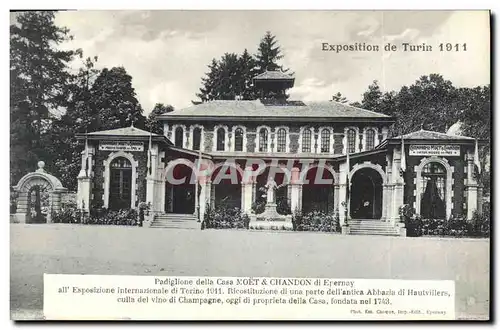Cartes postales Folklore Vin Vendanges Champagne Exposition de Turin 1911 Moet & Chandon Epernay