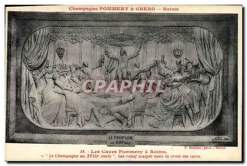 Cartes postales Folklore Vin Vendanges Champagne Pommery & Greno Reims Les caves Pommery Bas relief