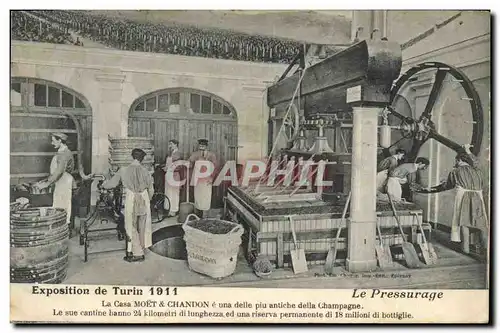 Ansichtskarte AK Folklore Vin Vendanges Champagne Exposition de Turin 1911 Le pressurage