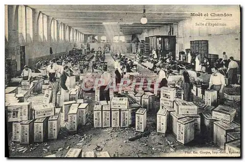 Cartes postales Folklore Vin Vendanges Champagne Moet & Chandon Salle d&#39expedition