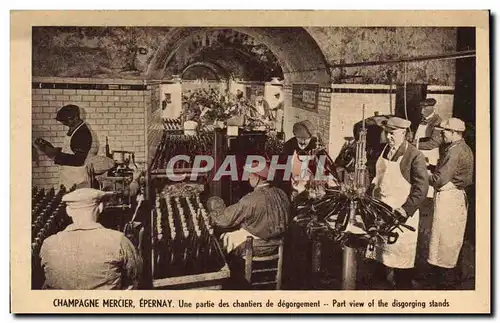 Cartes postales Folklore Vin Vendanges Champagne Mercier Epernay Une partie des chantiers de degorgement