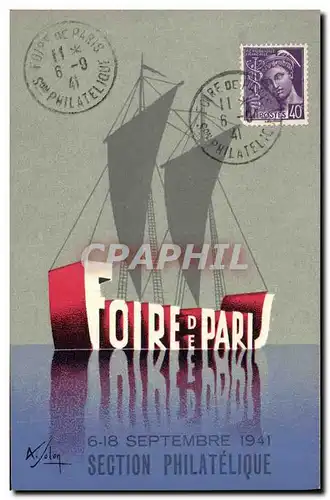Cartes postales Publicite Foire de Paris Septembre 1941 Section Philatelique