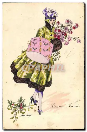 Cartes postales Fantaisie Illustrateur Sager Femme Bonne annee