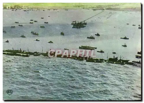 Cartes postales moderne Militaria Debarquement en Normandie Vue aerienne du Port artificiel Winston Arromanches Saint Co