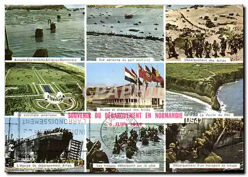 Moderne Karte Militaria Debarquement en Normandie Pointe du Hoc Cimetiere Americain