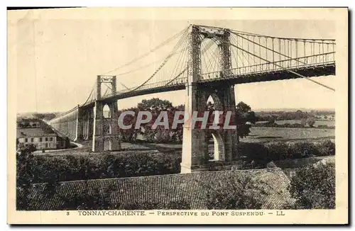 Cartes postales Pont Tonnay Charente Perspective du pont suspendu