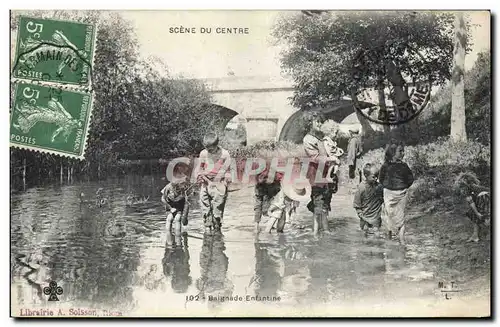 Ansichtskarte AK Folklore Scene du Centre Baignade enfantine Enfants