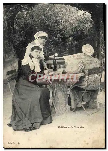 Cartes postales Folklore Coiffure de la Touraine