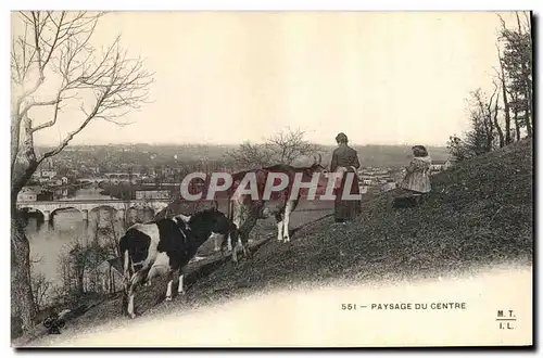 Cartes postales Folklore Paysage du Centre Vaches