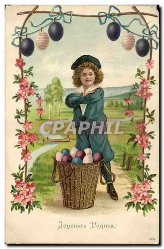 Cartes postales Fantaisie Fleurs Enfant Paques