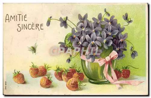 Cartes postales Fantaisie Fleurs Fraises
