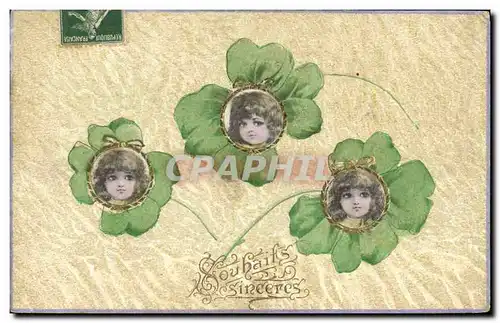 Cartes postales Fantaisie Fleurs Enfants Trefles