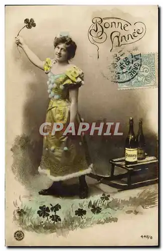 Cartes postales Fantaisie Femme Luge Champagne