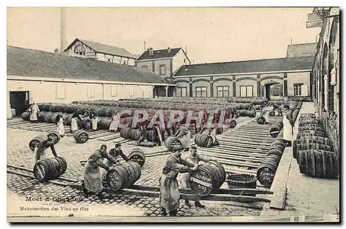Cartes postales Folklore Vin Vendange Champagne Moet & Chandon Manutention des vins en futs