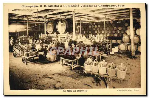 Cartes postales Folklore Vin Vendange Champagne Mumm La mise en bouteille