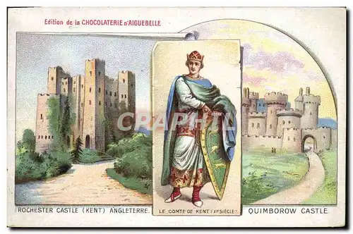 Ansichtskarte AK Publicite Chocolaterie d&#39Aiguebelle Rochester Castle Comte de kent Quimborow Castle