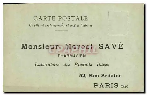 Ansichtskarte AK Publicite Marcel Save Pharmacien Laboratoire Produits Bayer Rue Sedaine Paris 11eme