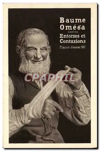 Cartes postales Publicite Baume Omega contre entorses et contusions