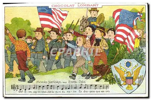 Cartes postales Publicite Chocolat Lombart Hymne national des Etats Unis