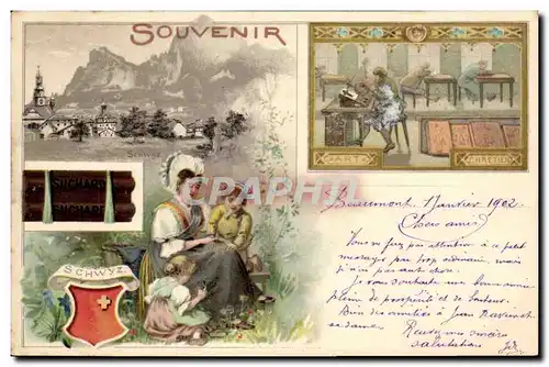 Cartes postales Publicite Art Chretien Suchard Suisse Femme Enfants