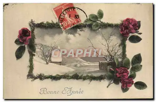 Cartes postales Fantaisie Illustrateur Bonne Annee Fleurs