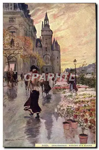 Cartes postales Fantaisie Illustrateur Stein Paris Conciergerie Marche aux fleurs