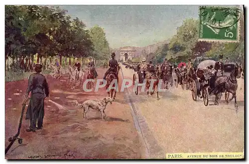 Ansichtskarte AK Fantaisie Illustrateur Stein Paris Avenue du Bois de Boulogne