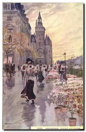 Cartes postales Fantaisie Illustrateur Stein Paris Conciergerie Marche aux Fleurs