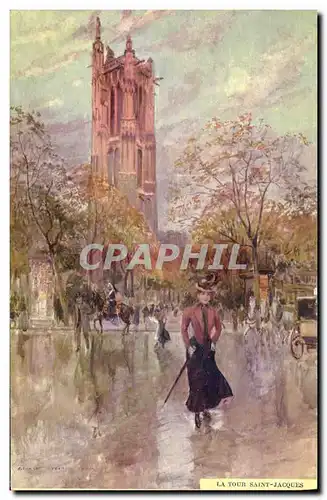 Ansichtskarte AK Fantaisie Illustrateur Stein Paris La Tour Saint Jacques