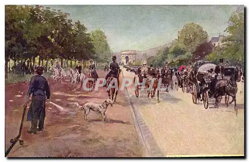 Ansichtskarte AK Fantaisie Illustrateur Stein Paris Avenue du Bois de Boulogne Chien