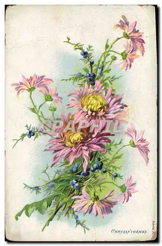Cartes postales Fantaisie Fleurs Chrysanthemes