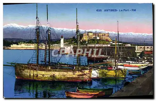 Ansichtskarte AK Phare Antibes Le port Bateaux