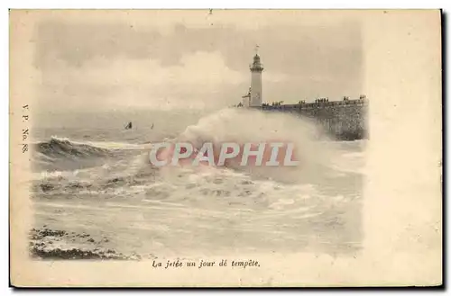 Ansichtskarte AK Phare La jetee un jour de tempete