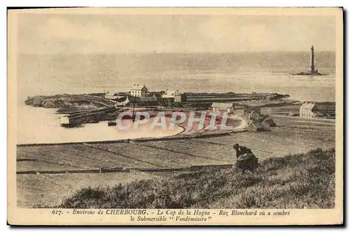 Cartes postales Phare Environs de Cherbourg Le Cap de la Hague Raz Blanchard ou a sombre le submersible Vendermi