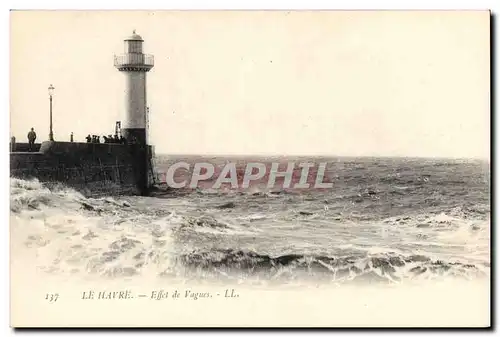 Ansichtskarte AK Phare Le Havre Effet de vagues