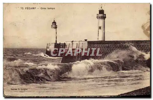 Cartes postales Phare Fecamp Gros temps