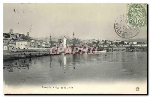 Ansichtskarte AK Phare Cannes Vue de la jetee Bateau