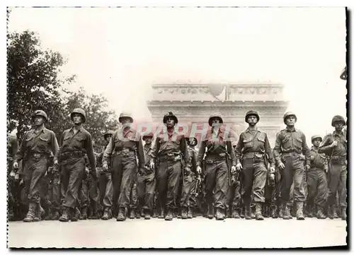 Moderne Karte Militaria Defile de l&#39infanterie americaine Avenue des Champs Elysees Paris